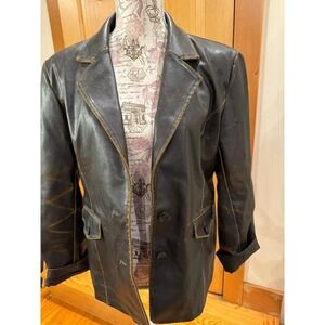 Women's DB Denim Faux Leather Jacket. Size L